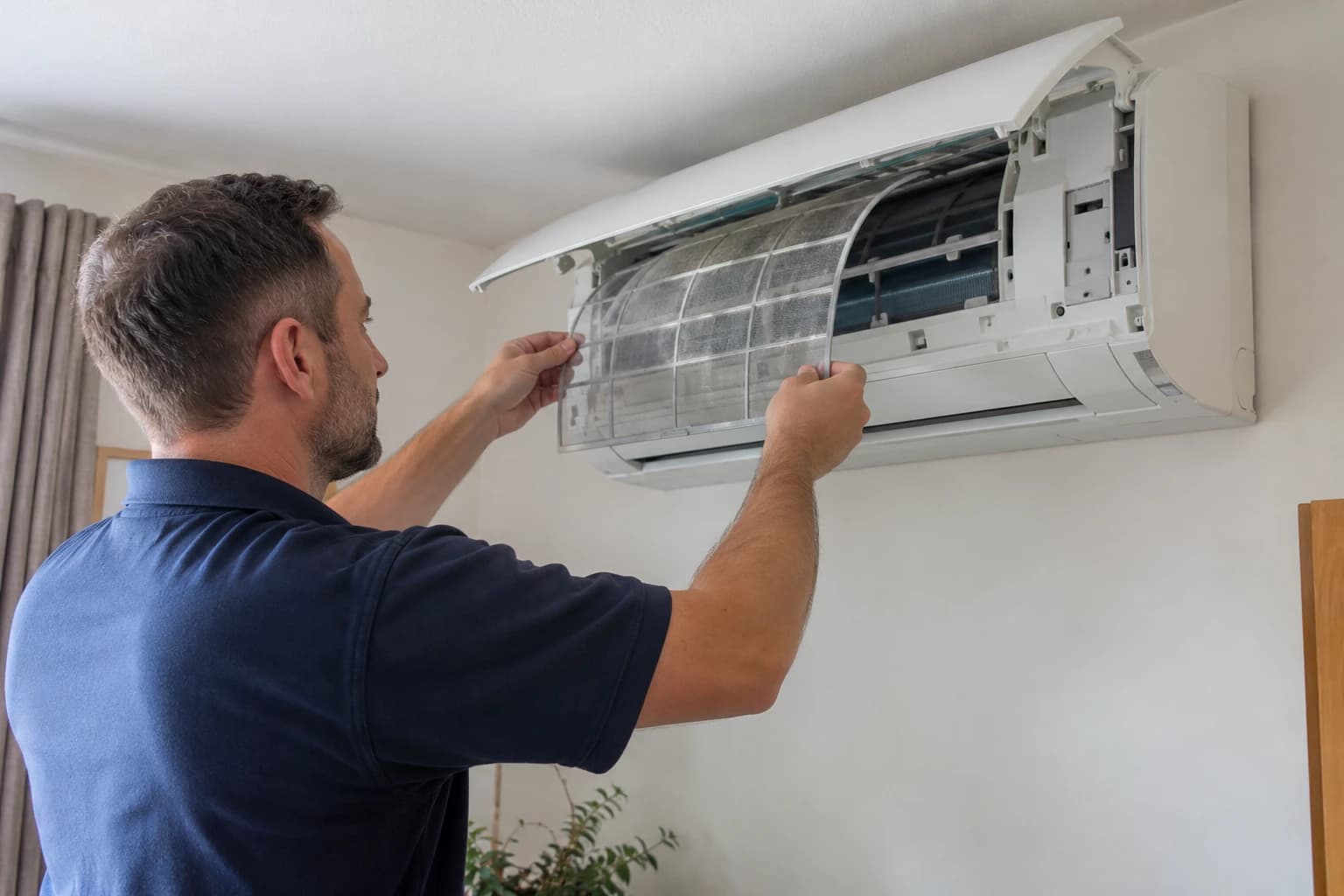Illustrative air conditioning maintenance scene