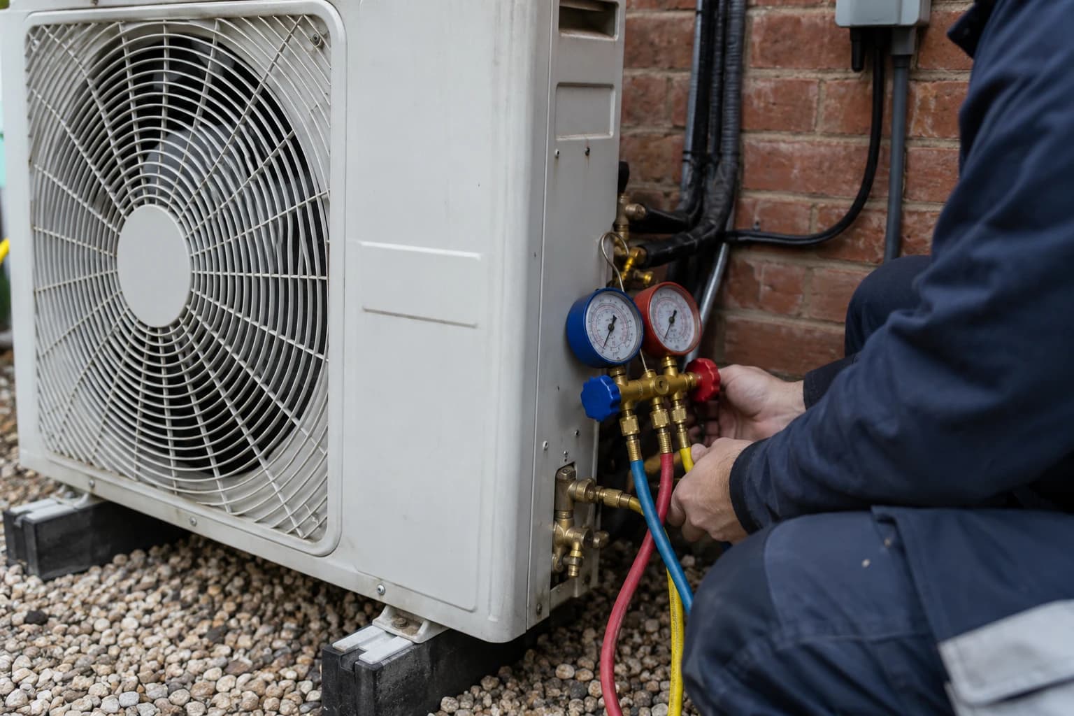 Illustrative air conditioning repairs scene